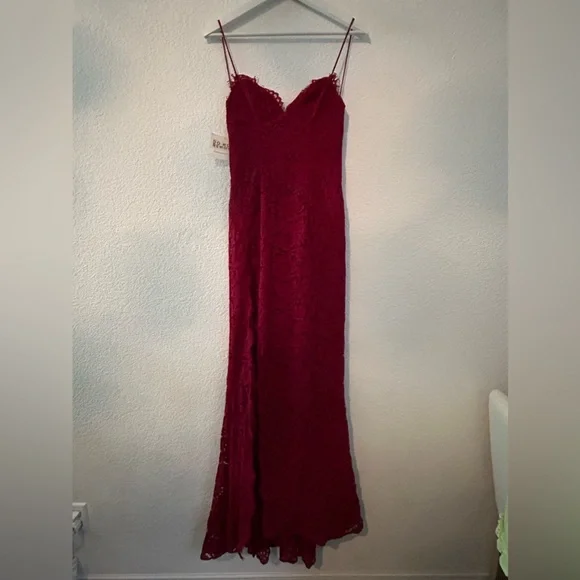 open lace back dress Amazon.com: Fame and Partners Lace Halter Slit Gown Burgundy Size 2 :  Clothing, Shoes & Jewelry main image 0